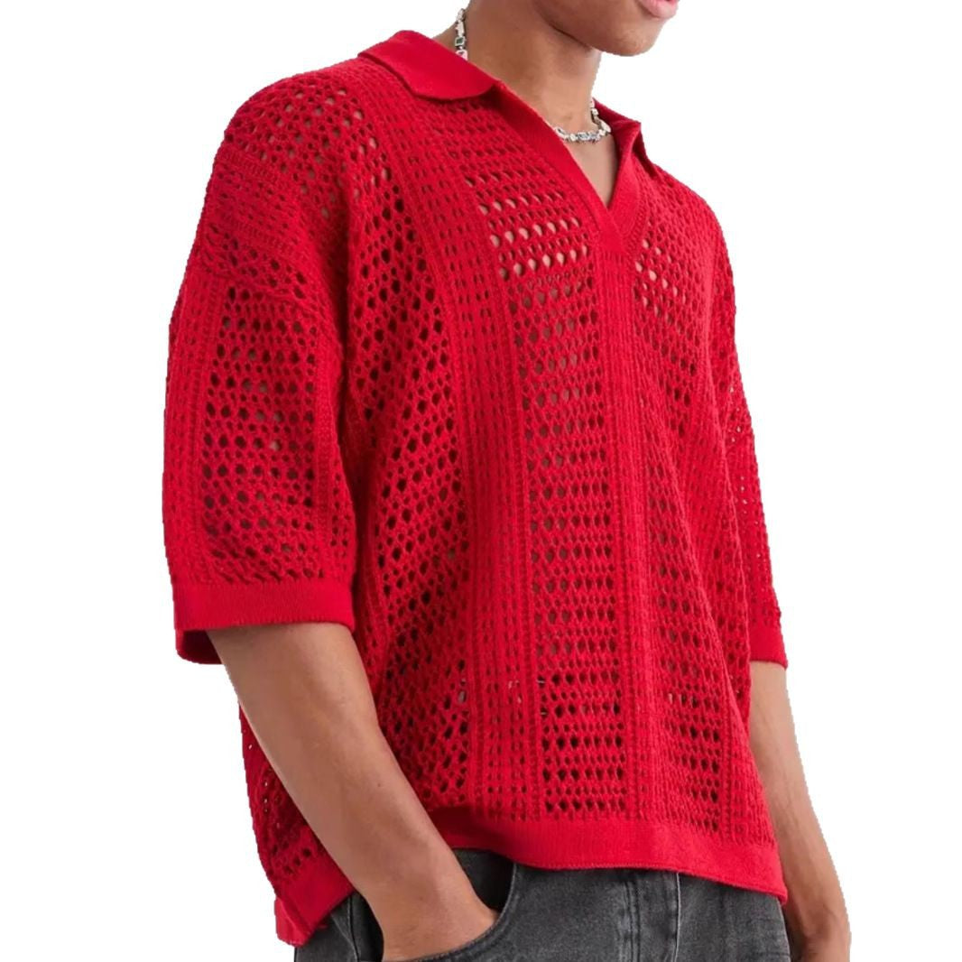 Polo-Shirt mit Netzstruktur und kurzen Ärmeln – Bild 7 | LuxeStyle