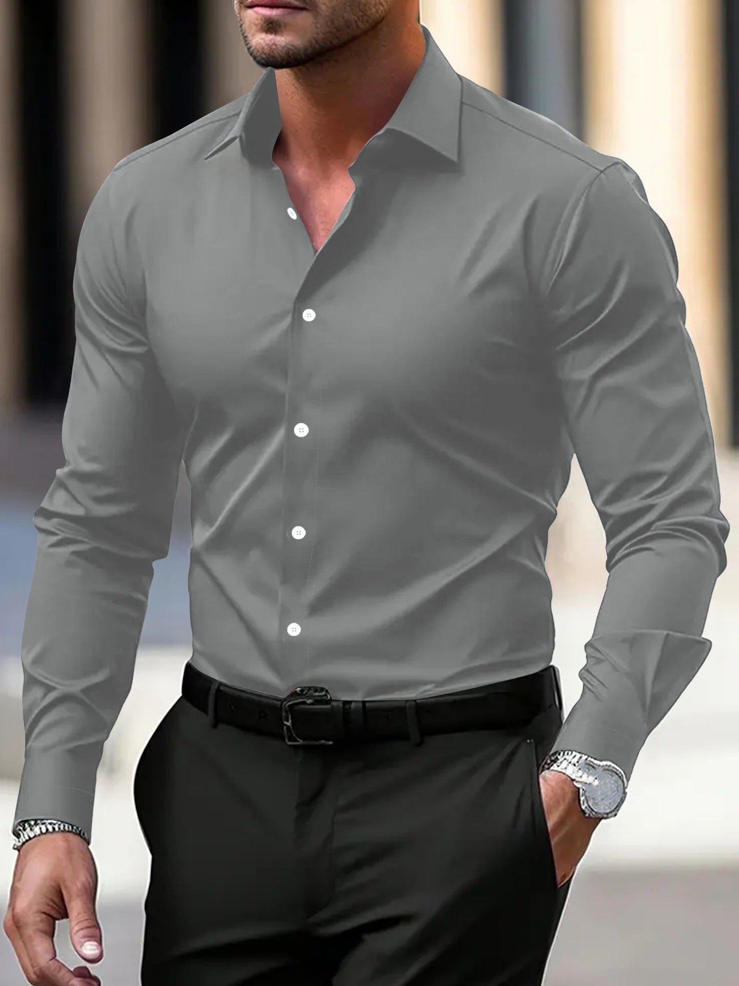 Herren Businesshemd Langarm Slim Fit