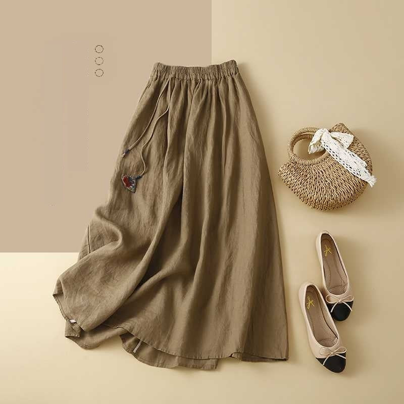 Mid-Langer Leinenrock für Damen – Bild 3 | LuxeStyle