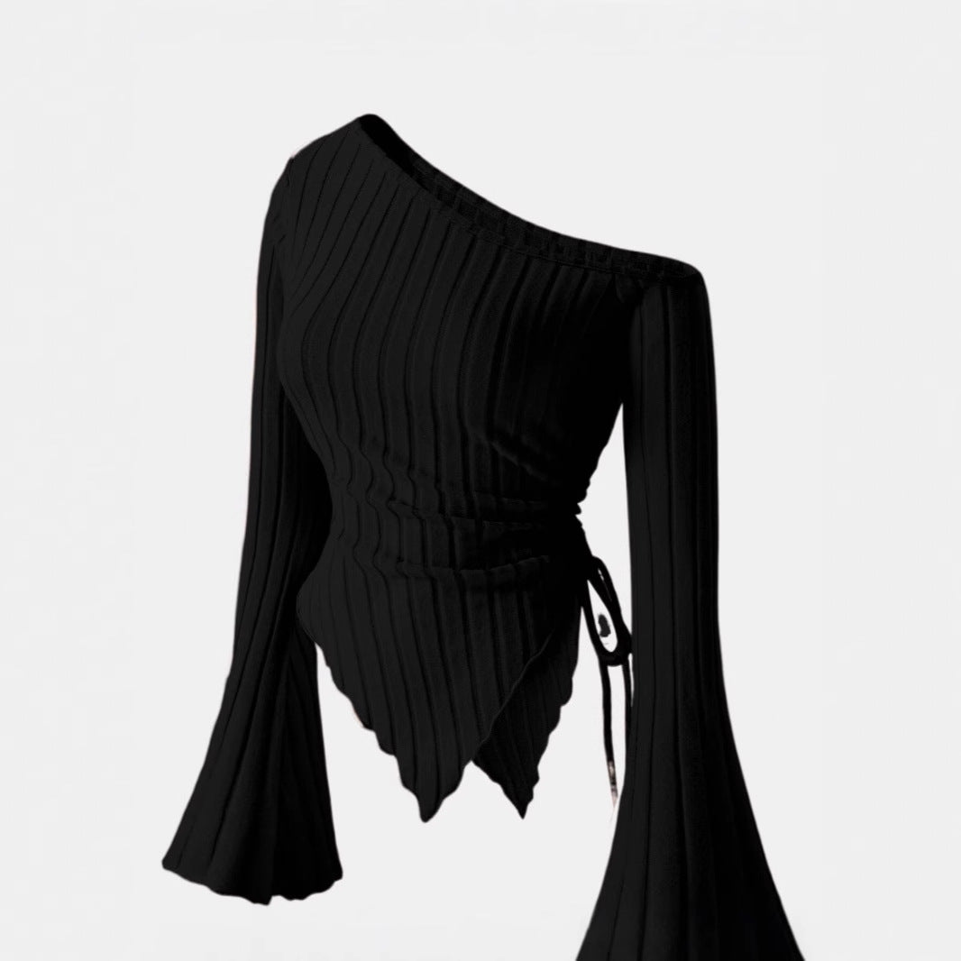 Off-Shoulder Shirt mit asymmetrischem Saum