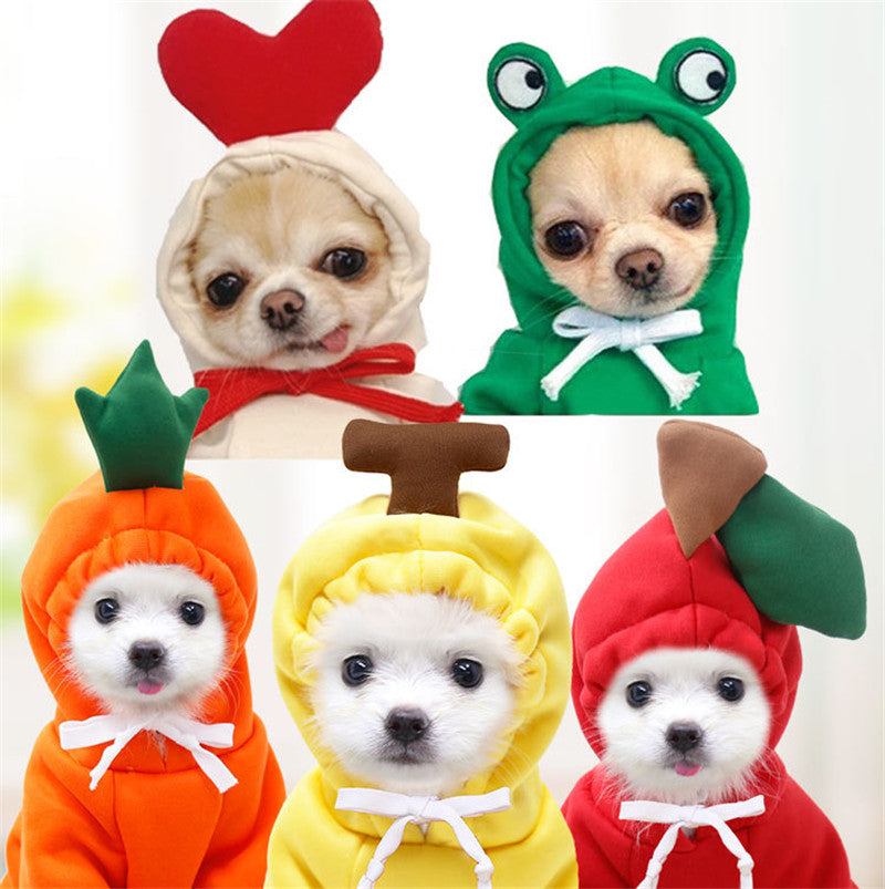 Fleece-Kapuzenpullover für Hunde mit Früchtedesign