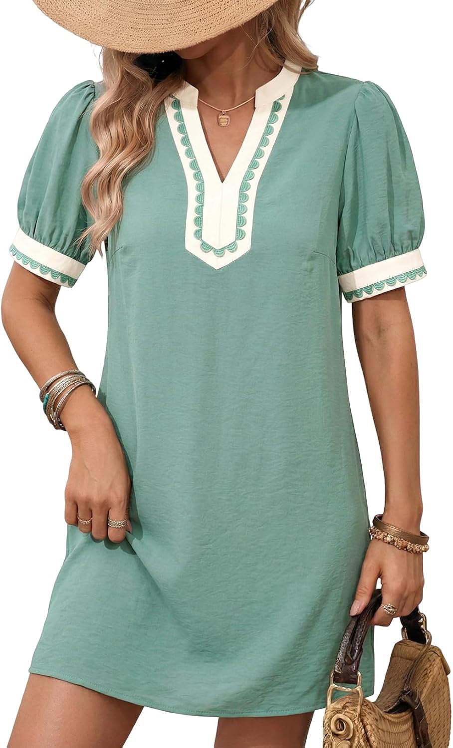 Tunika-Mini-Kleid «Riva» · V-Ausschnitt, Strand-Stil (Damen)