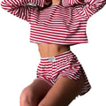 Gestreiftes Strick-Pyjama-Set mit Shorts