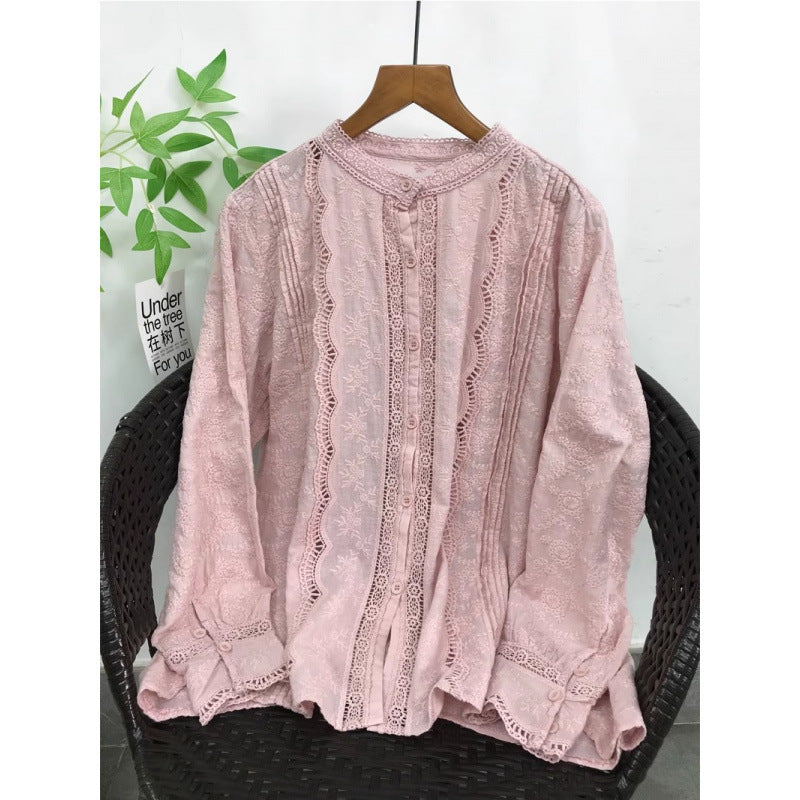 Besticktes Langarmshirt mit Spitzenbesatz – Bild 5 | LuxeStyle