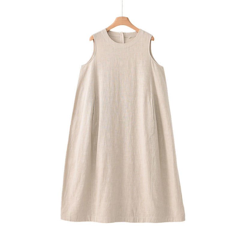 Ärmelloses A-Linien-Kleid aus Leinenmix