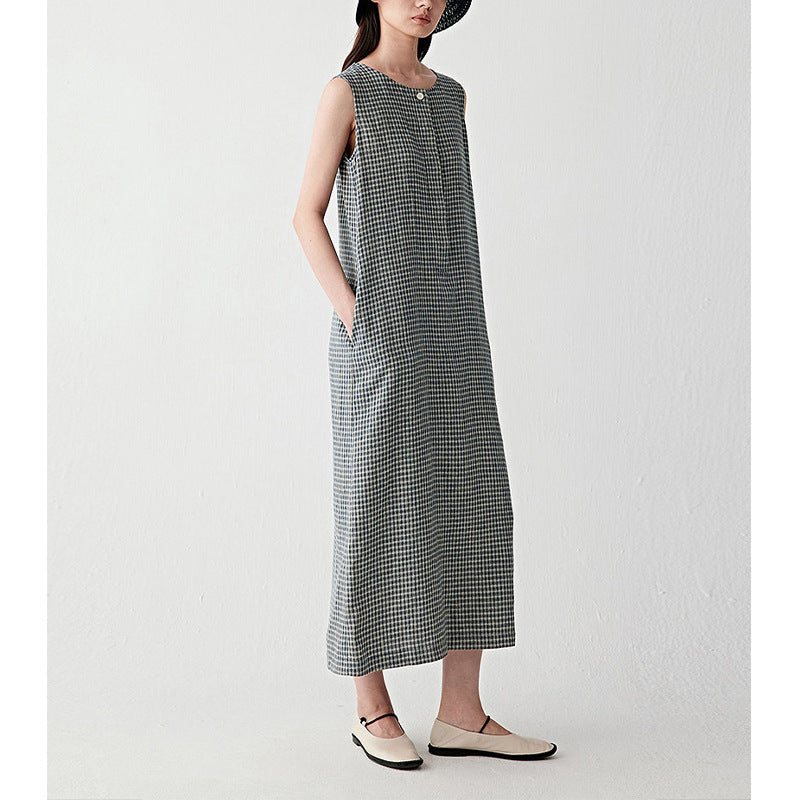Leinenkleid ärmellos mit Taillengürtel – Bild 4 | LuxeStyle