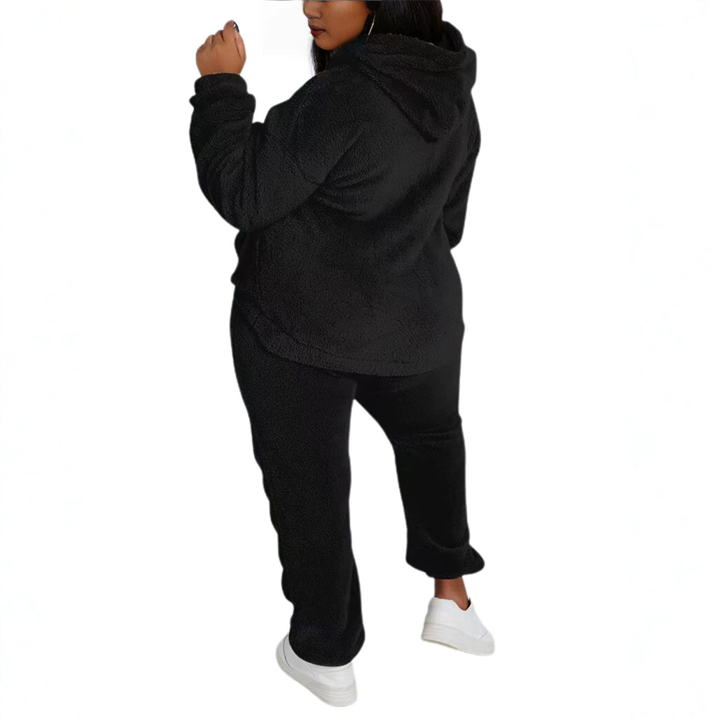 Plüsch-Hoodie-Set mit Kapuze – Bild 5 | LuxeStyle