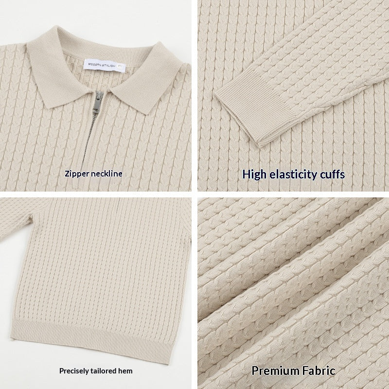 Langarmpullover mit Kragen und Halbzip – Bild 2 | LuxeStyle