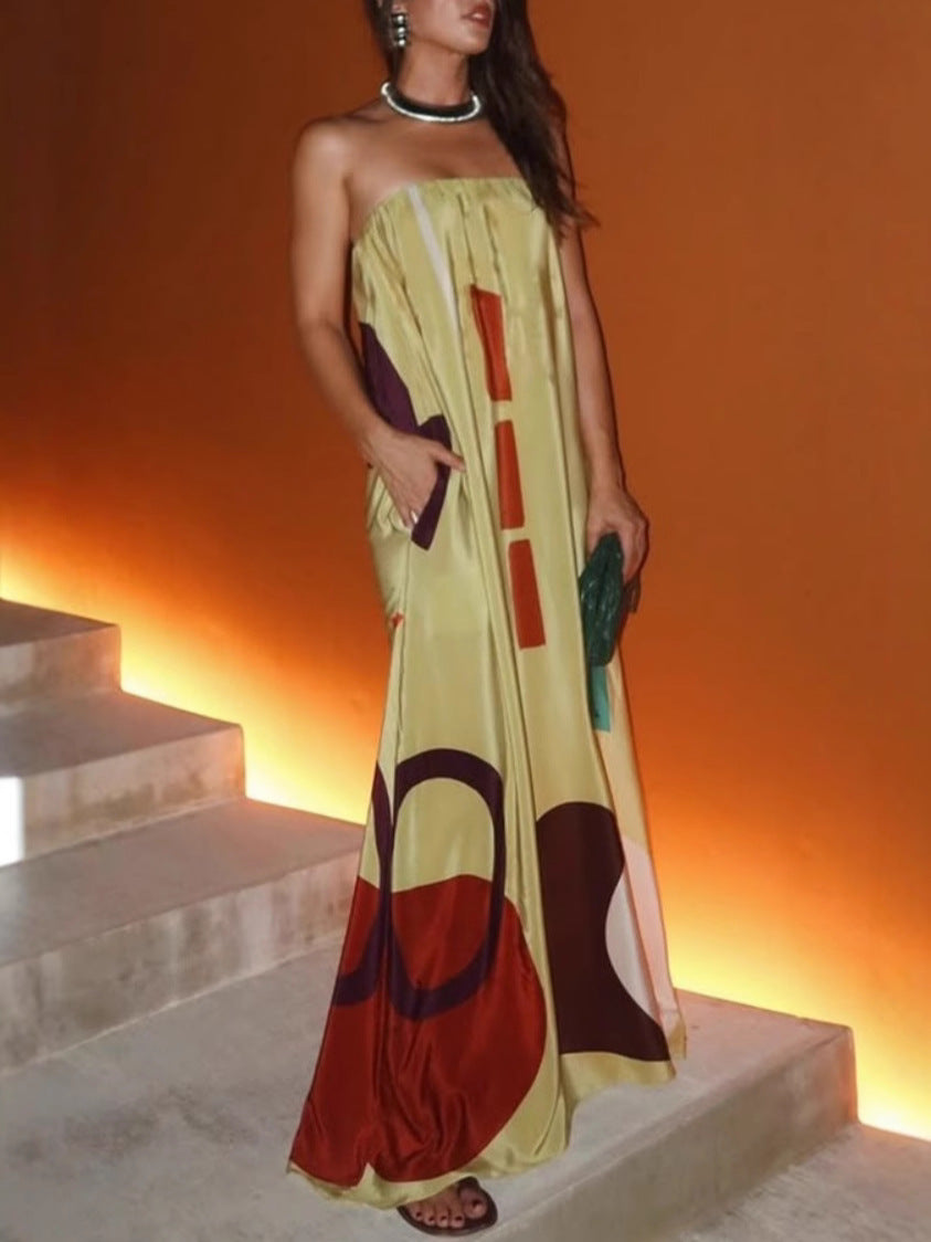 Gemustertes ärmelloses Kleid mit Taschen – Bild 4 | LuxeStyle