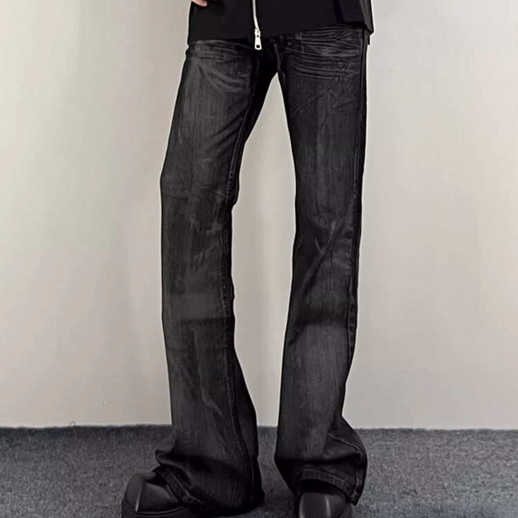 Herren Straight Bootcut Jeans Washed Black