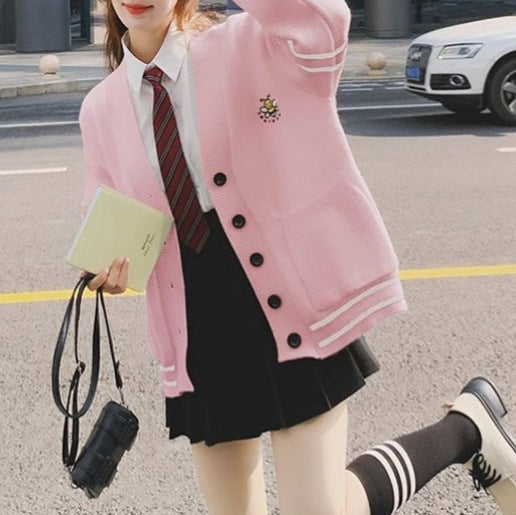 V-Ausschnitt Color-Block Streifen Pullover