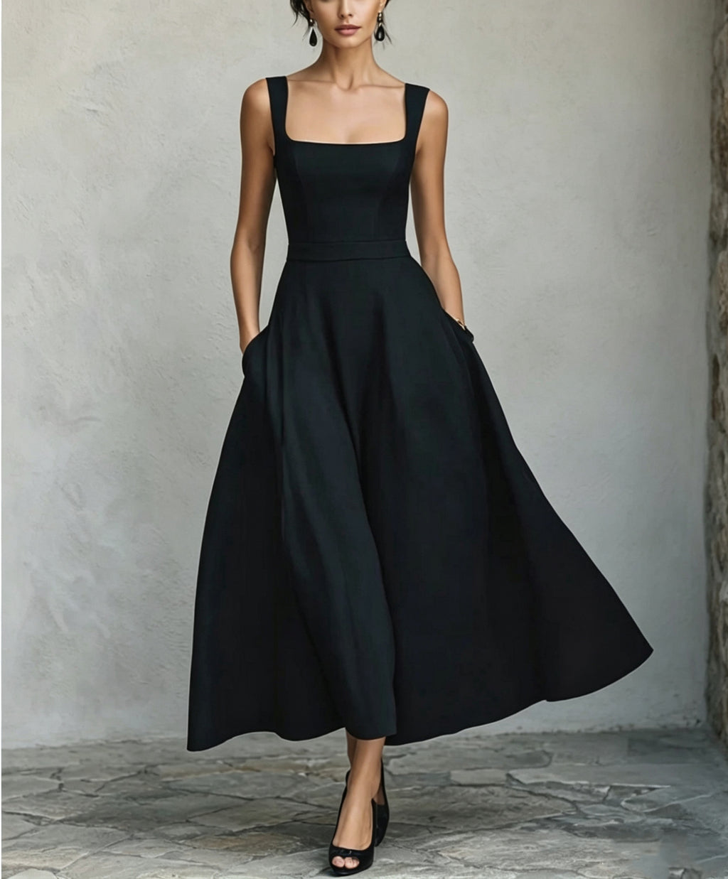 Damen-V-Ausschnitt-Maxi in A-Linie