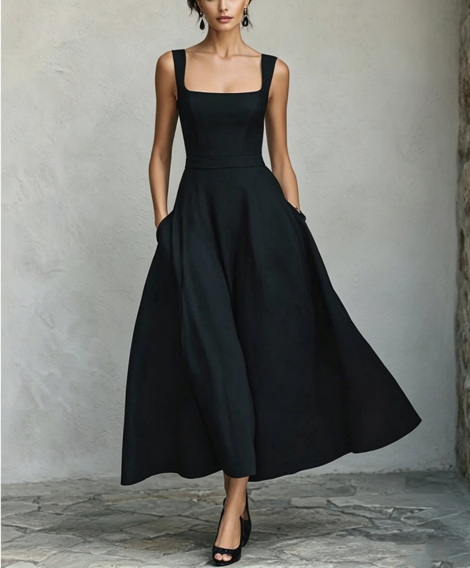Damen-V-Ausschnitt-Maxi in A-Linie