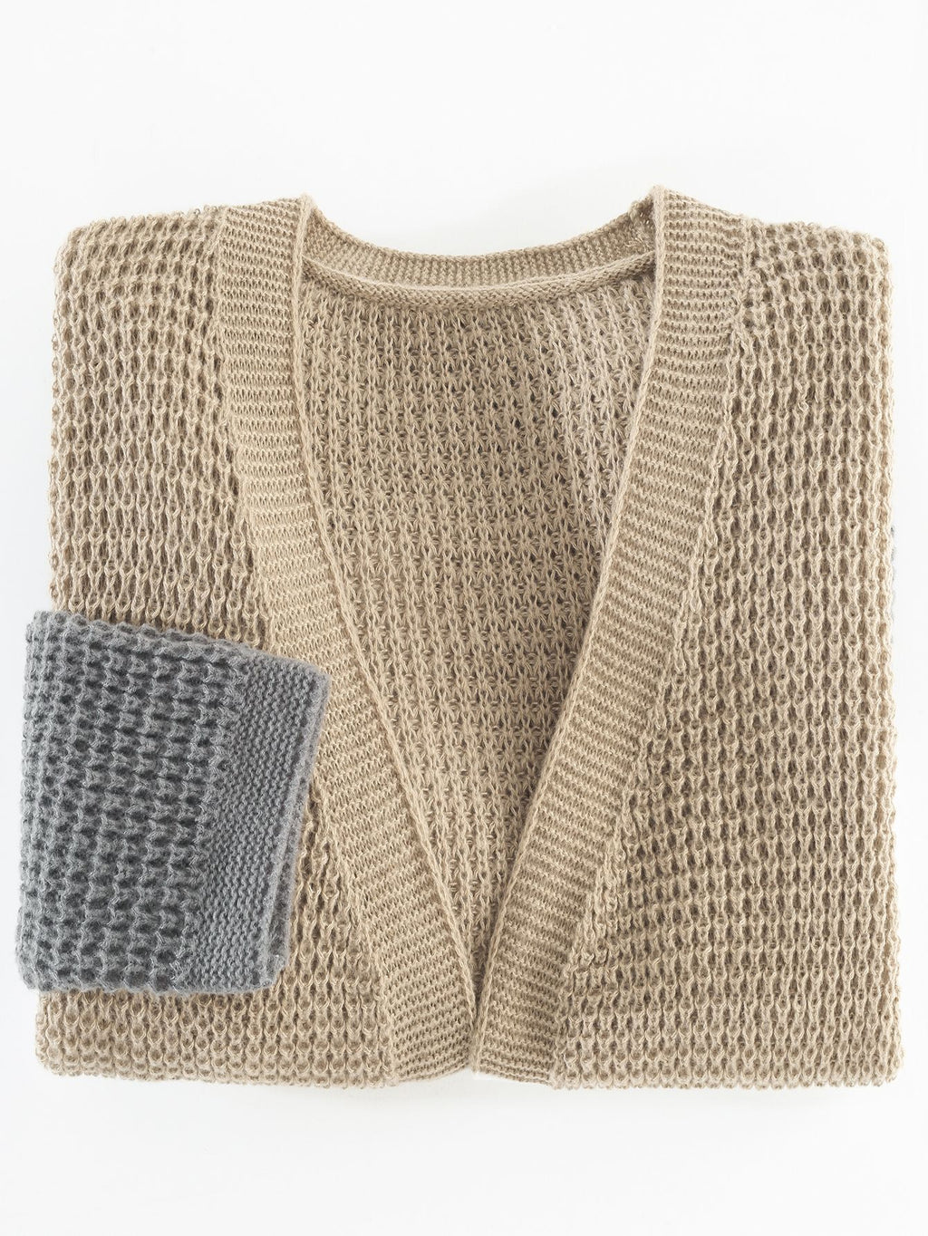 Boho Plus-Grösse Langarm Strickcardigan mit Laternenärmeln