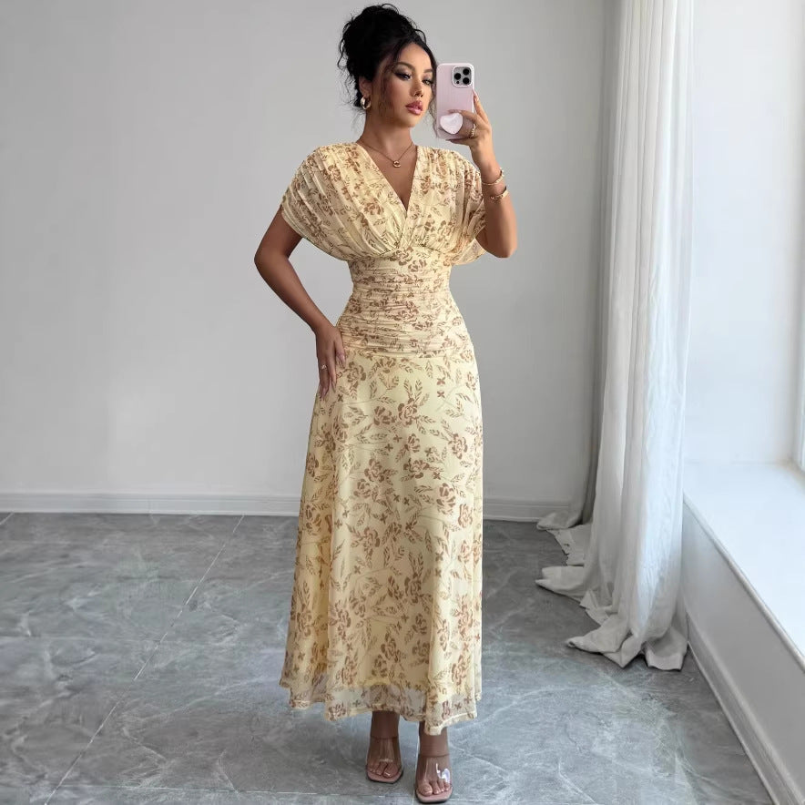 Geblümtes A-Linien Midikleid mit Puffärmeln – Bild 4 | LuxeStyle