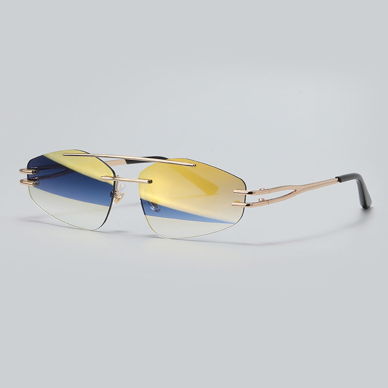 YSM8003 Rahmenlose Sonnenbrille mit polygonalem Schliff