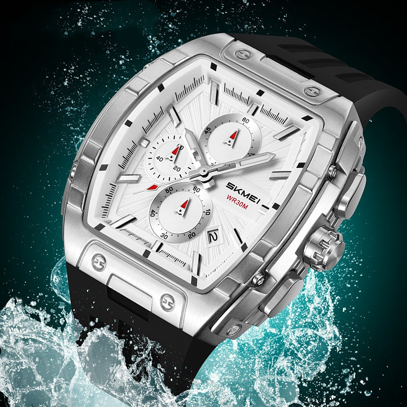 Herren-Chronograph im Barrel-Design mit Quarzwerk