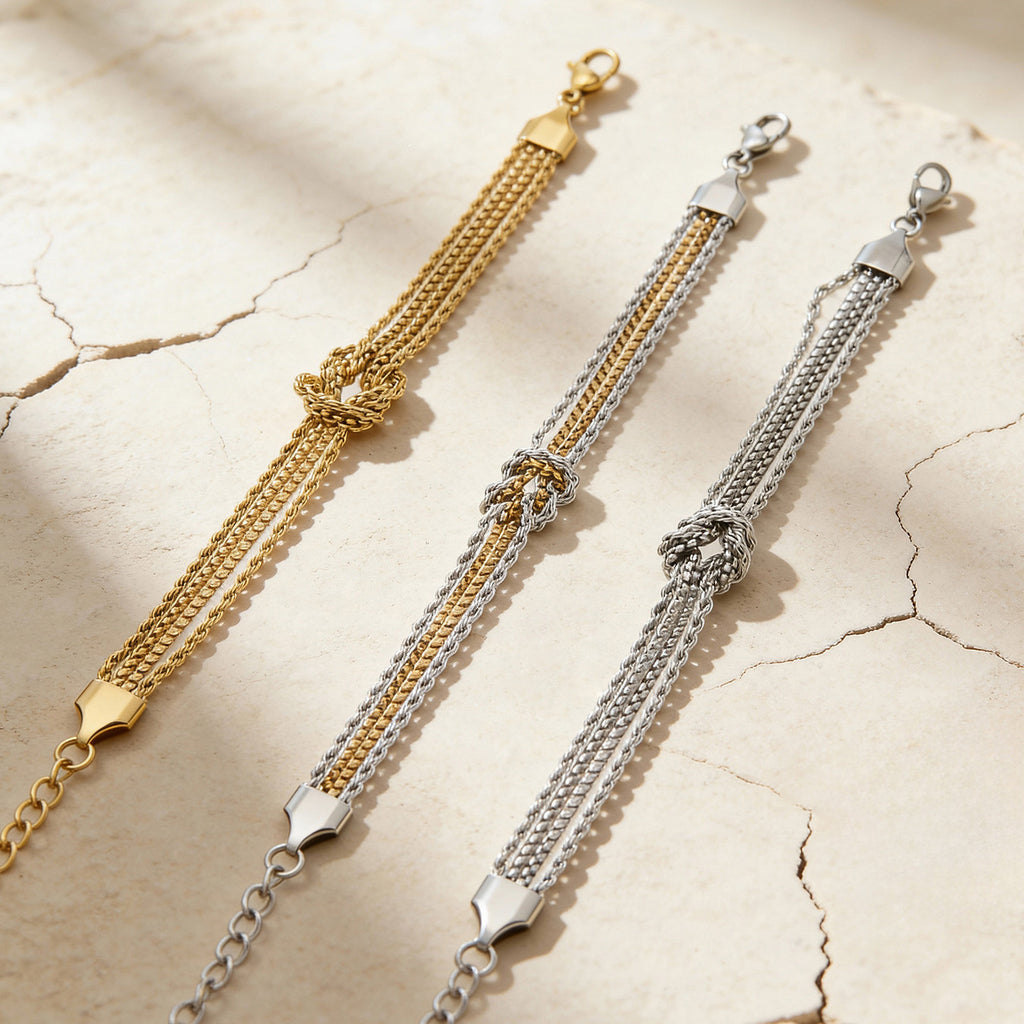 Verknotetes Ketten-Armband · Gold/Silber