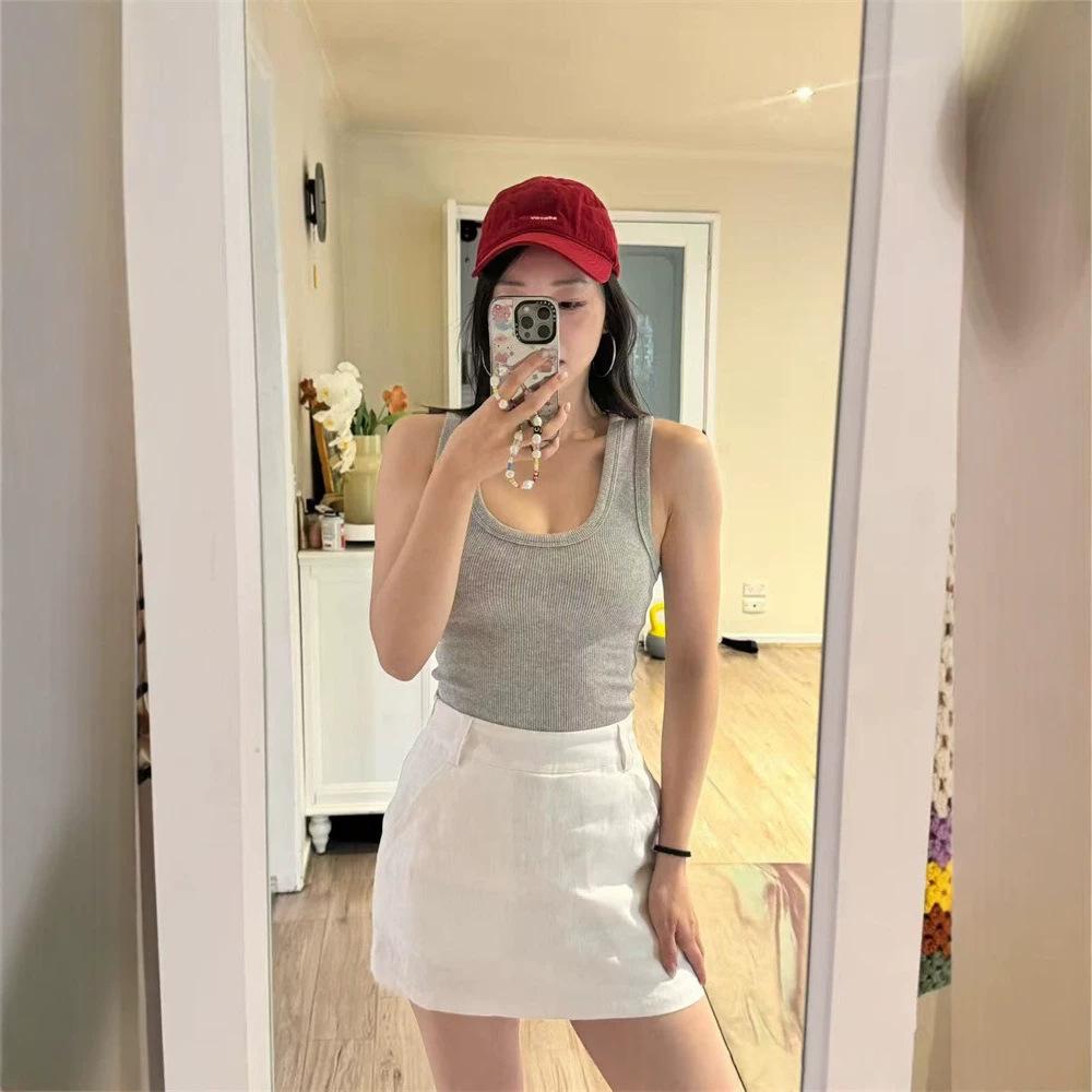 Leinen-Skort im A-Linien-Schnitt für Damen