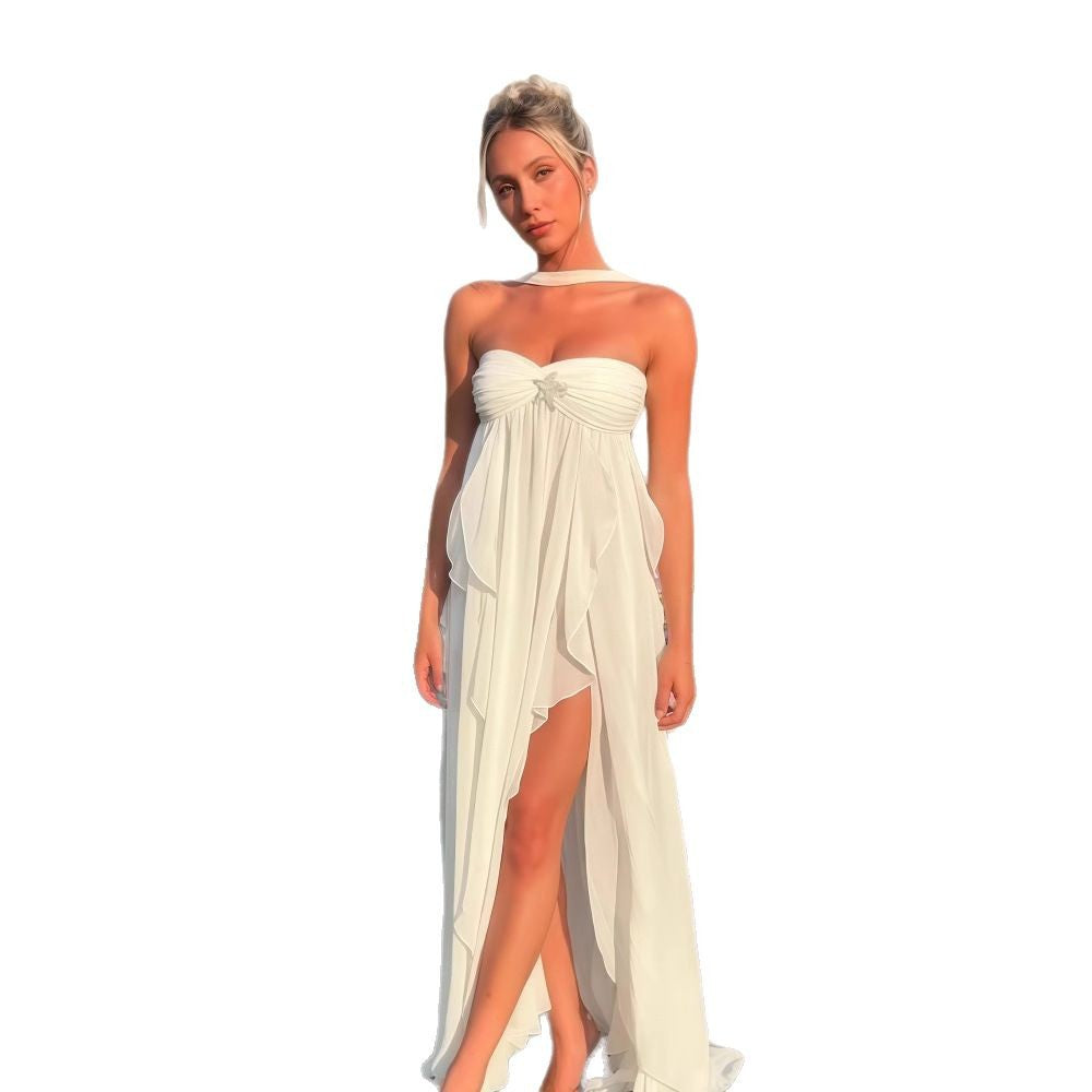 Romantisches trägerloses Spitzenkleid im French-Stil