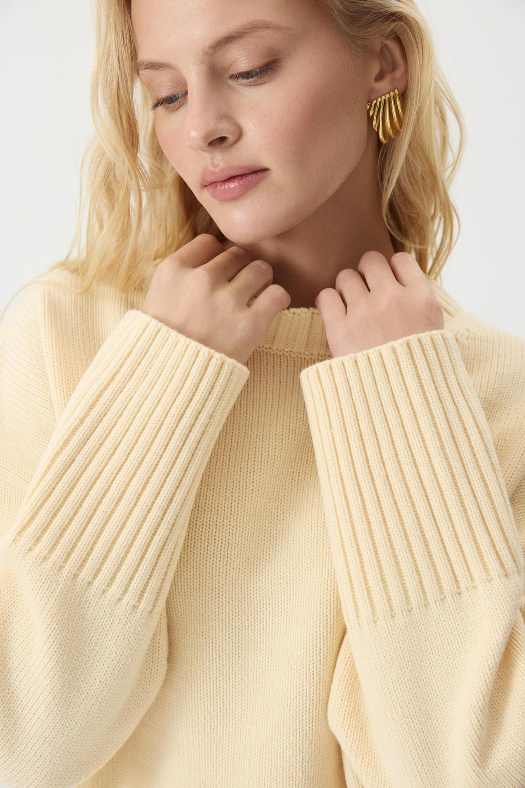 Lockerer Baumwoll-Strickpullover für Damen