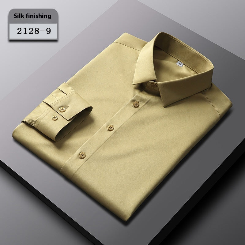 Elastisches Seidenhemd für Herren, langärmlig – Bild 3 | LuxeStyle