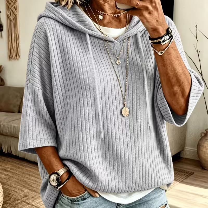 Unifarbener Hoodie mit doppelter Kapuze