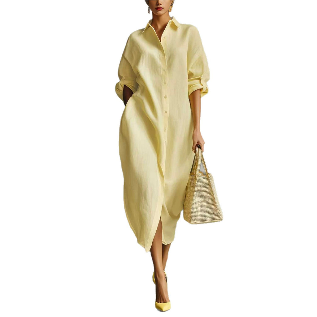 Langärmliges A-Linien Hemdkleid mit Reverskragen