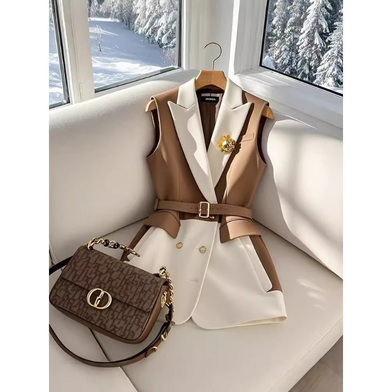 Damen Patchwork Anzugweste
