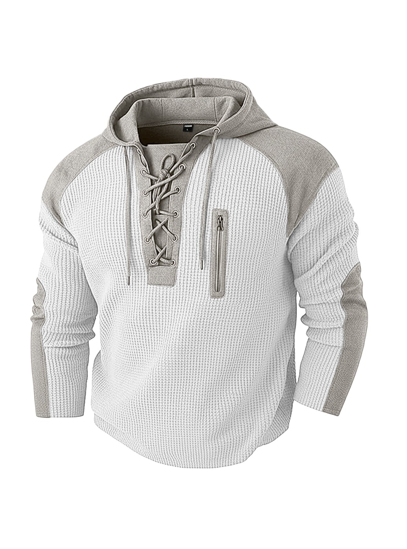 Herren Hoodie Waffel-Optik Langarm-Sweatshirt