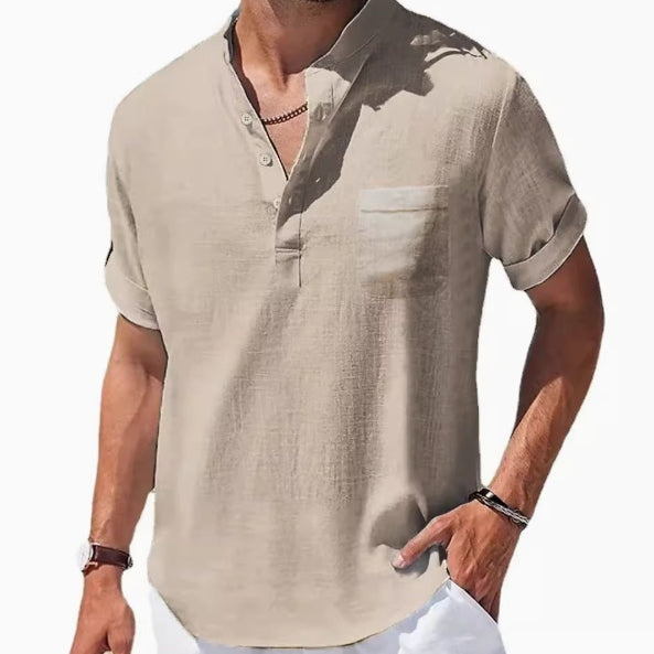 Lässiges T-Shirt mit Reverskragen und 3/4-Ärmeln – Bild 5 | LuxeStyle