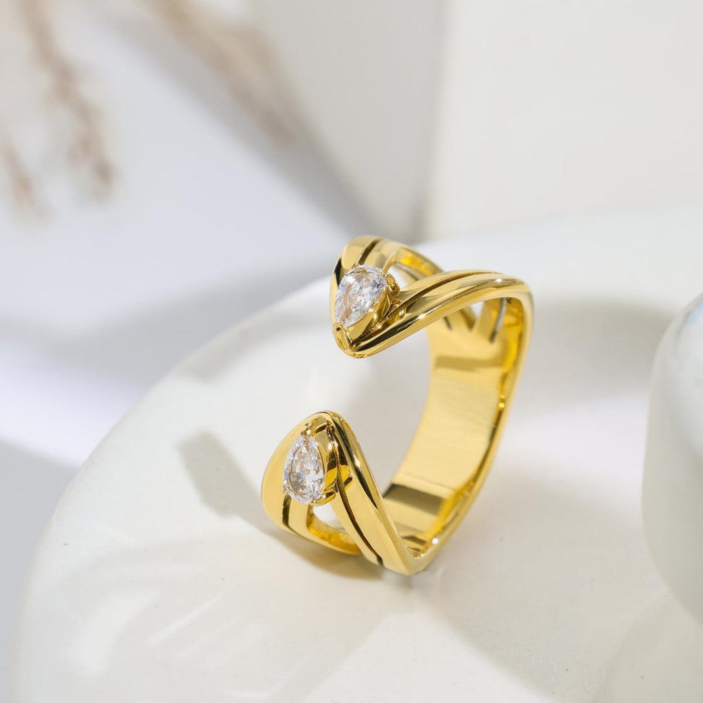 Doppel-Diamant Open-Ring aus Edelstahl – Bild 2 | LuxeStyle