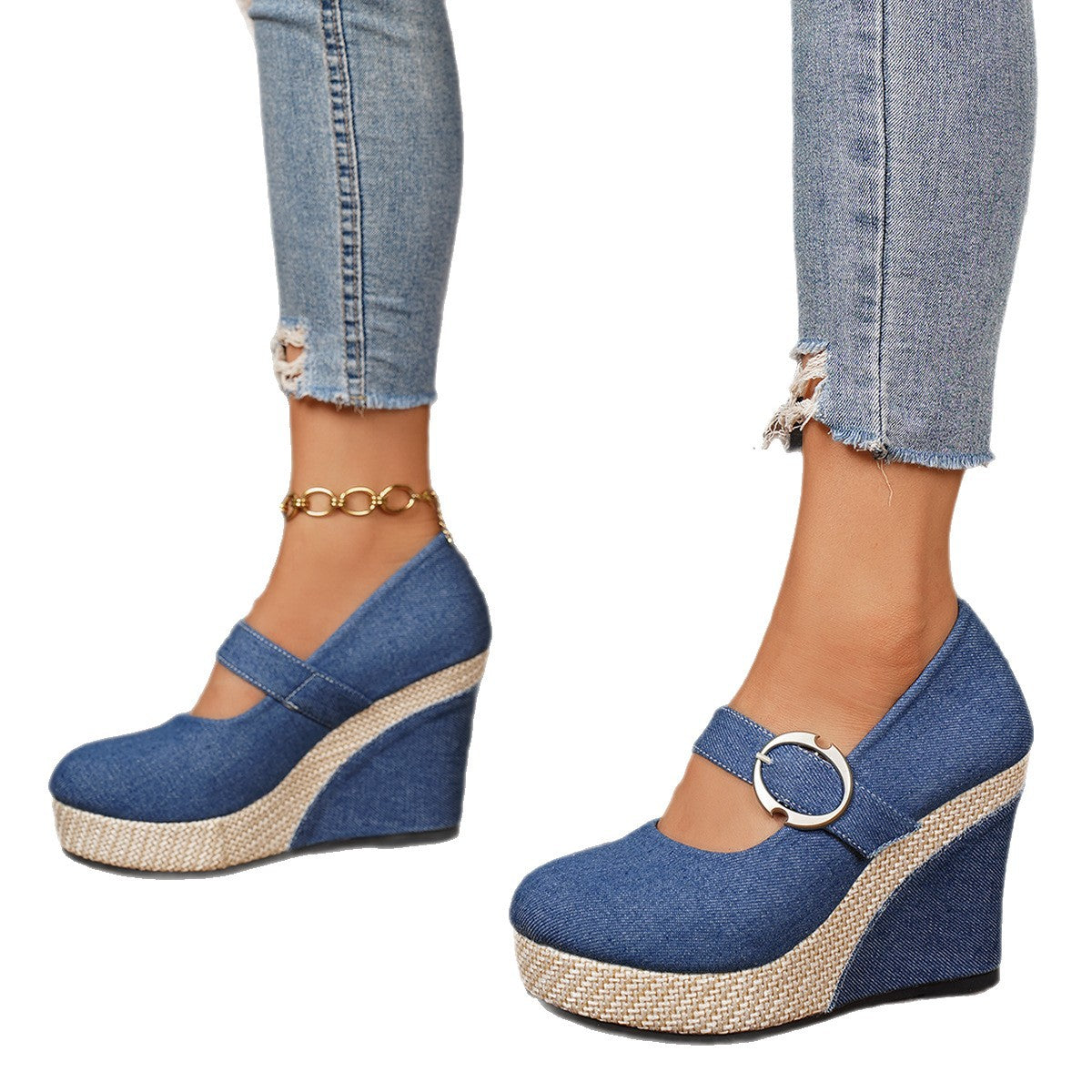 Damen Plateau-Pumps mit Keilabsatz
