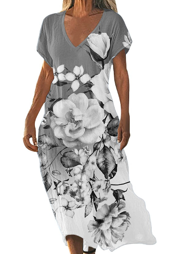 V-Ausschnitt Freizeitkleid Kurzarm