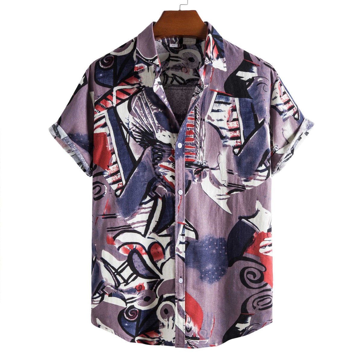 Kurzärmliges Bedrucktes Herrenhemd mit Kragen – Bild 3 | LuxeStyle
