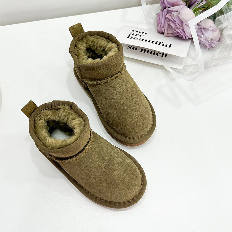 Kinder Winterstiefel aus Leder mit Fell