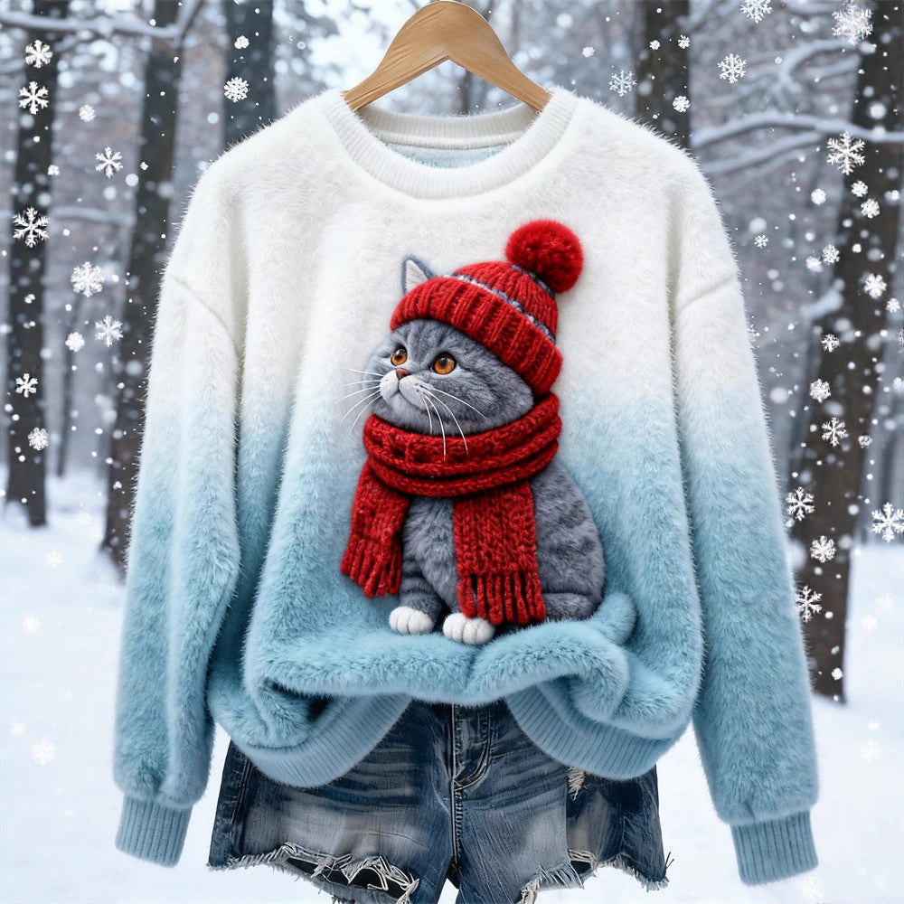 Weihnachtsmuster-Fleece-Hoodie