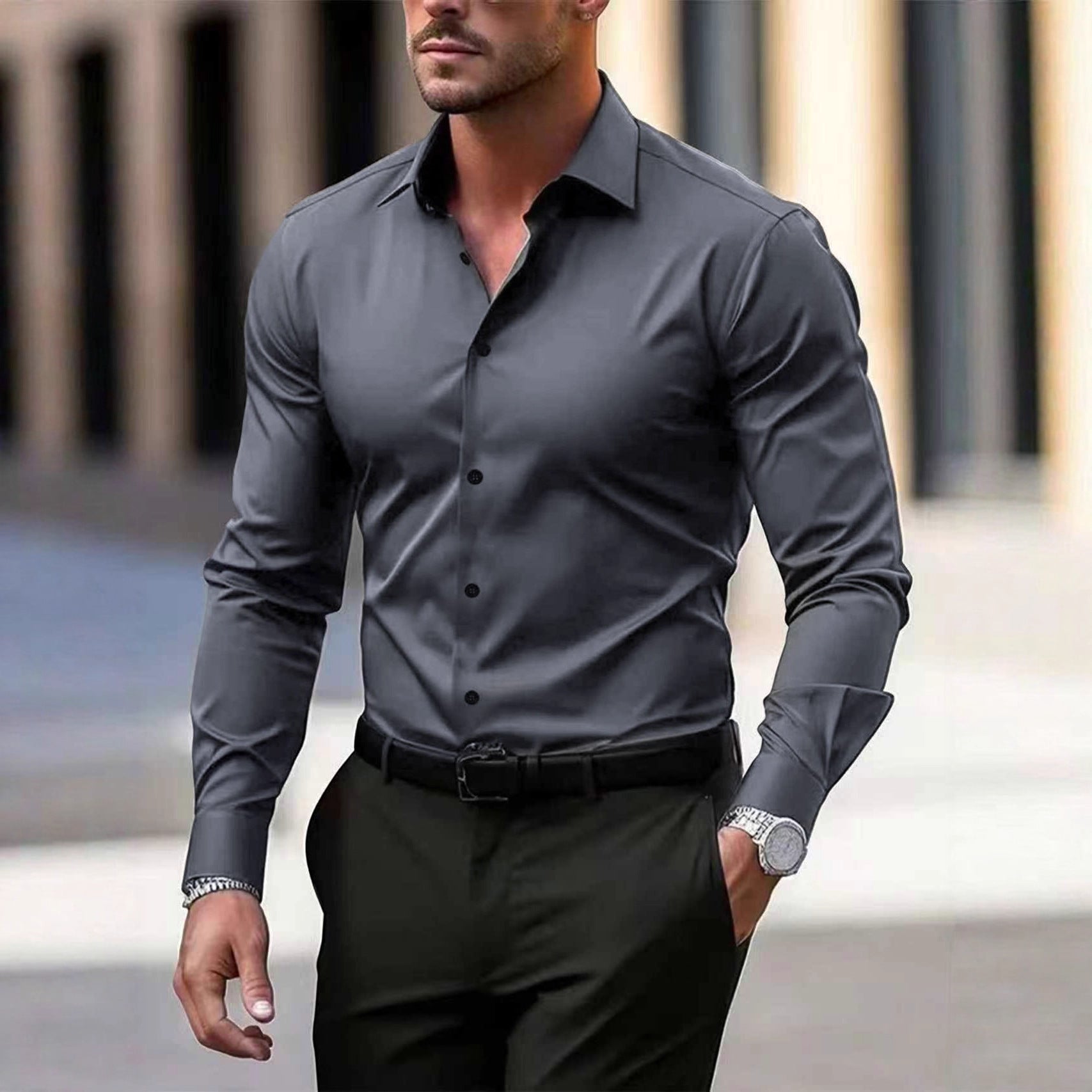 Herren Businesshemd Langarm Slim Fit