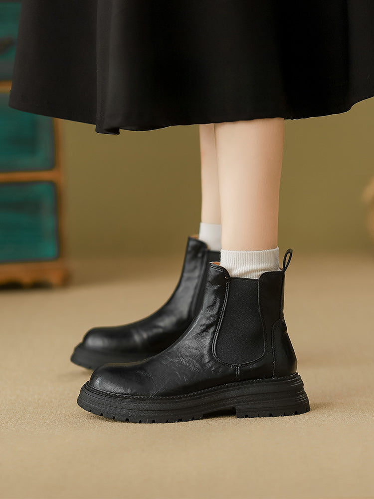 Retro Ankle Boots mit dicker Sohle