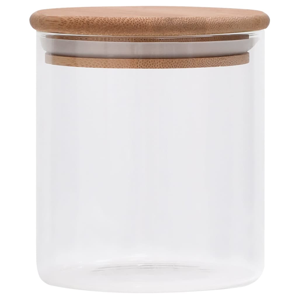 Vorratsgläser mit Bambusdeckel, 6 Stück, 600 ml