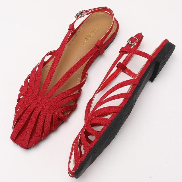 Retro-Wedge-Sandalen mit Flechtmuster