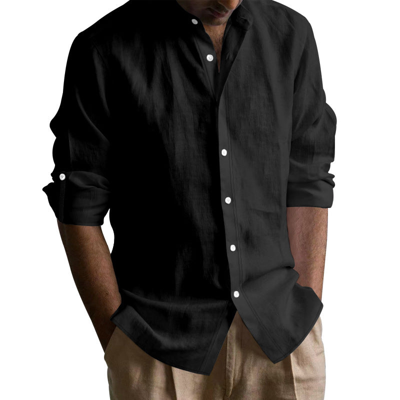 Herren-Mandarin-Kragen Langarmshirt