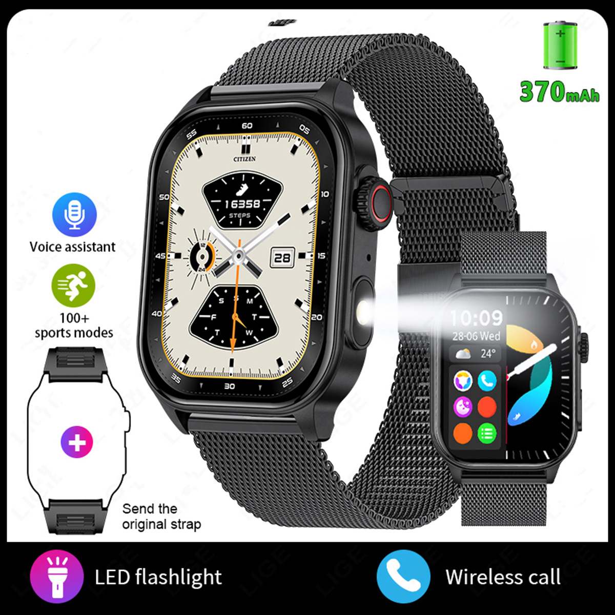 Smartwatch mit Gesundheitsueberwachung