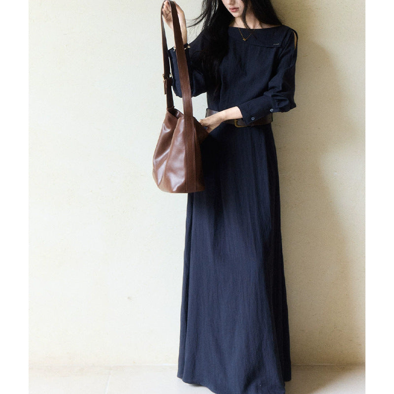 Navy-blauer Drapierter Maxi-Rock – Bild 5 | LuxeStyle