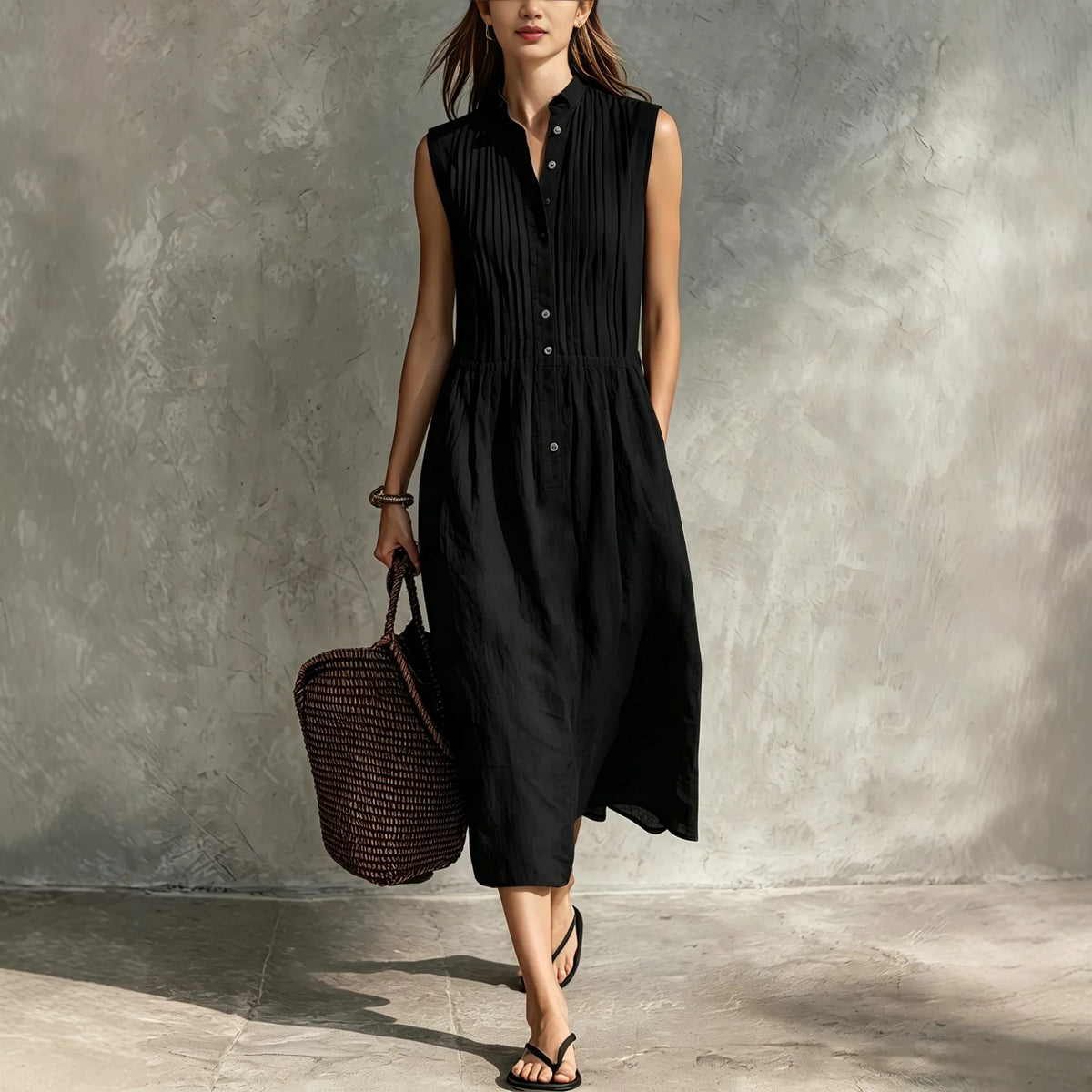 Elegantes ärmelloses Leinenkleid | LuxeStyle