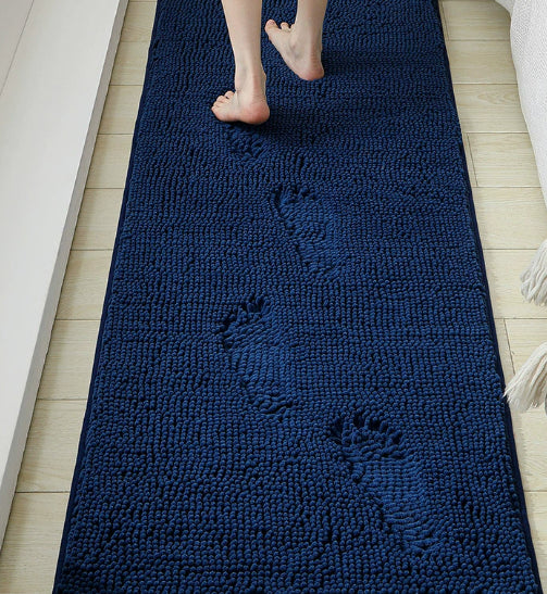 Chenille Badteppich Saphirblau