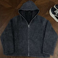 Woll-Mohair Strickjacke mit Kapuze