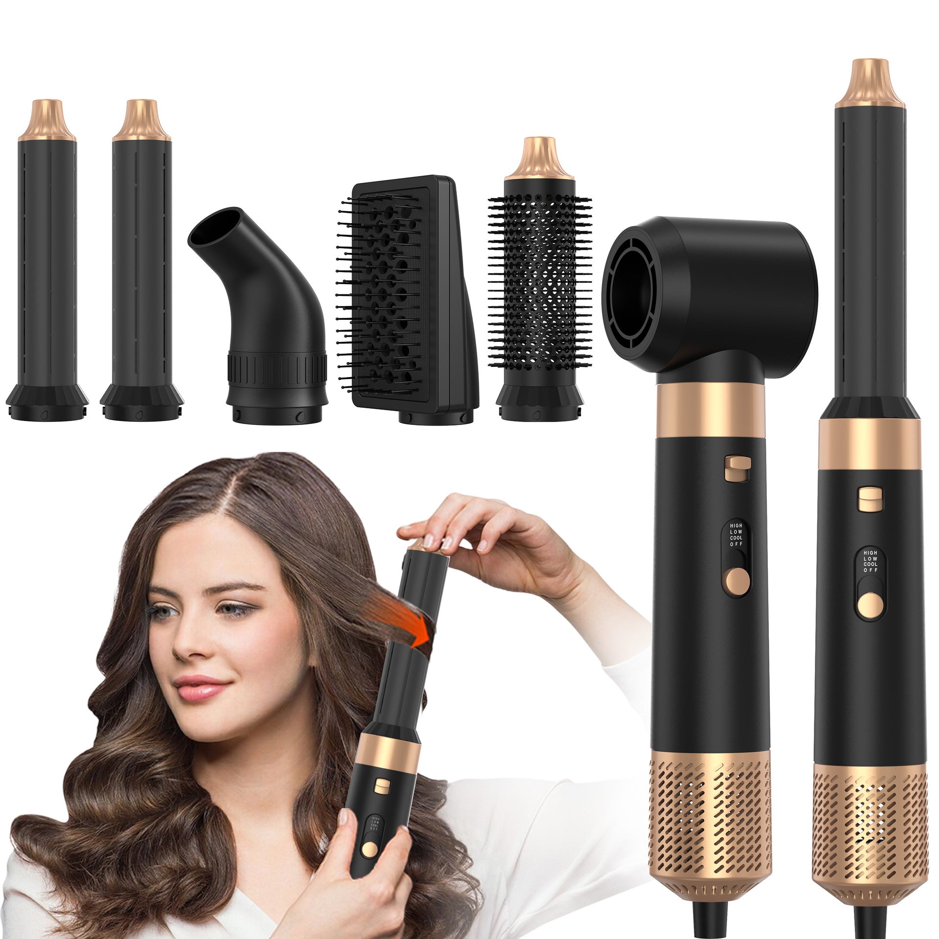 6-in-1 Warmluftkamm für Styling & Volumen