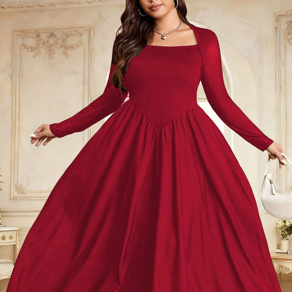 Elegantes Vintage Maxikleid mit eckigem Ausschnitt