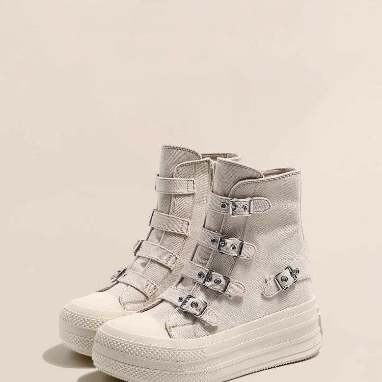 Atmungsaktive Canvas Boots mit dicker Sohle